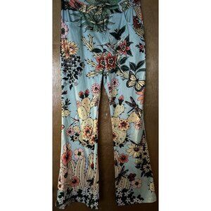 Women’s Hip Pop Wide Leg Cactus & Floral Design Pants Size M